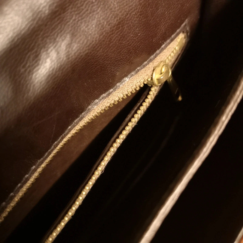 Vintage 60's 70's Brown Leather Satchel Shoulder Handbag