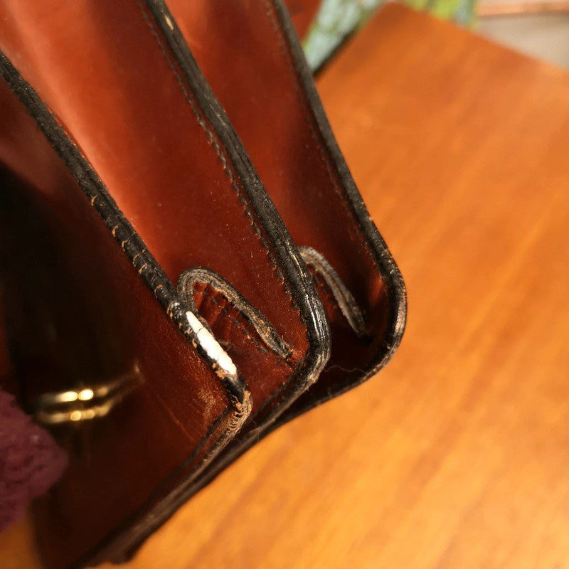 Vintage 60's 70's Brown Leather Satchel Shoulder Handbag