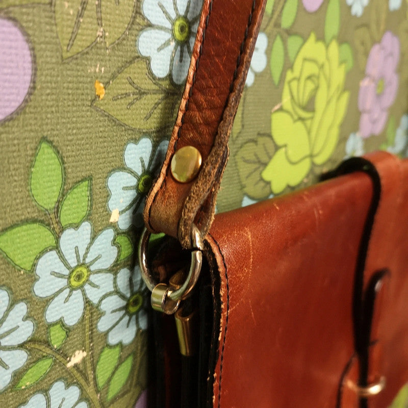Vintage 60's 70's Brown Leather Satchel Shoulder Handbag