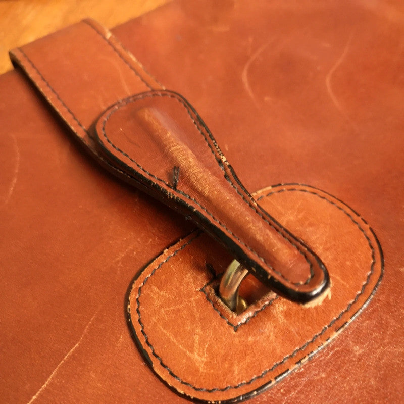 Vintage 60's 70's Brown Leather Satchel Shoulder Handbag