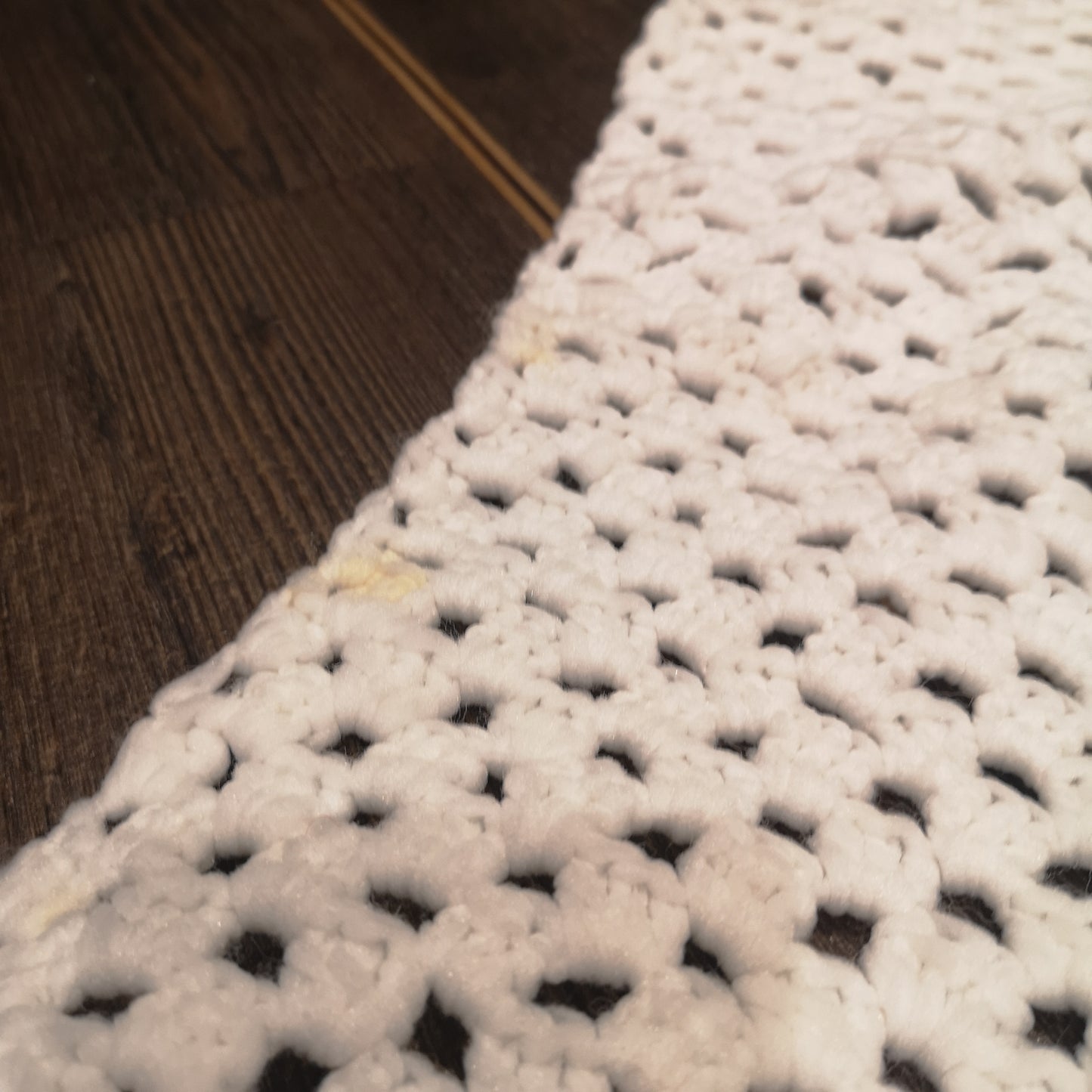 Red White Bedspread Vintage Knitted Crochet Double Bed Blanket Throw