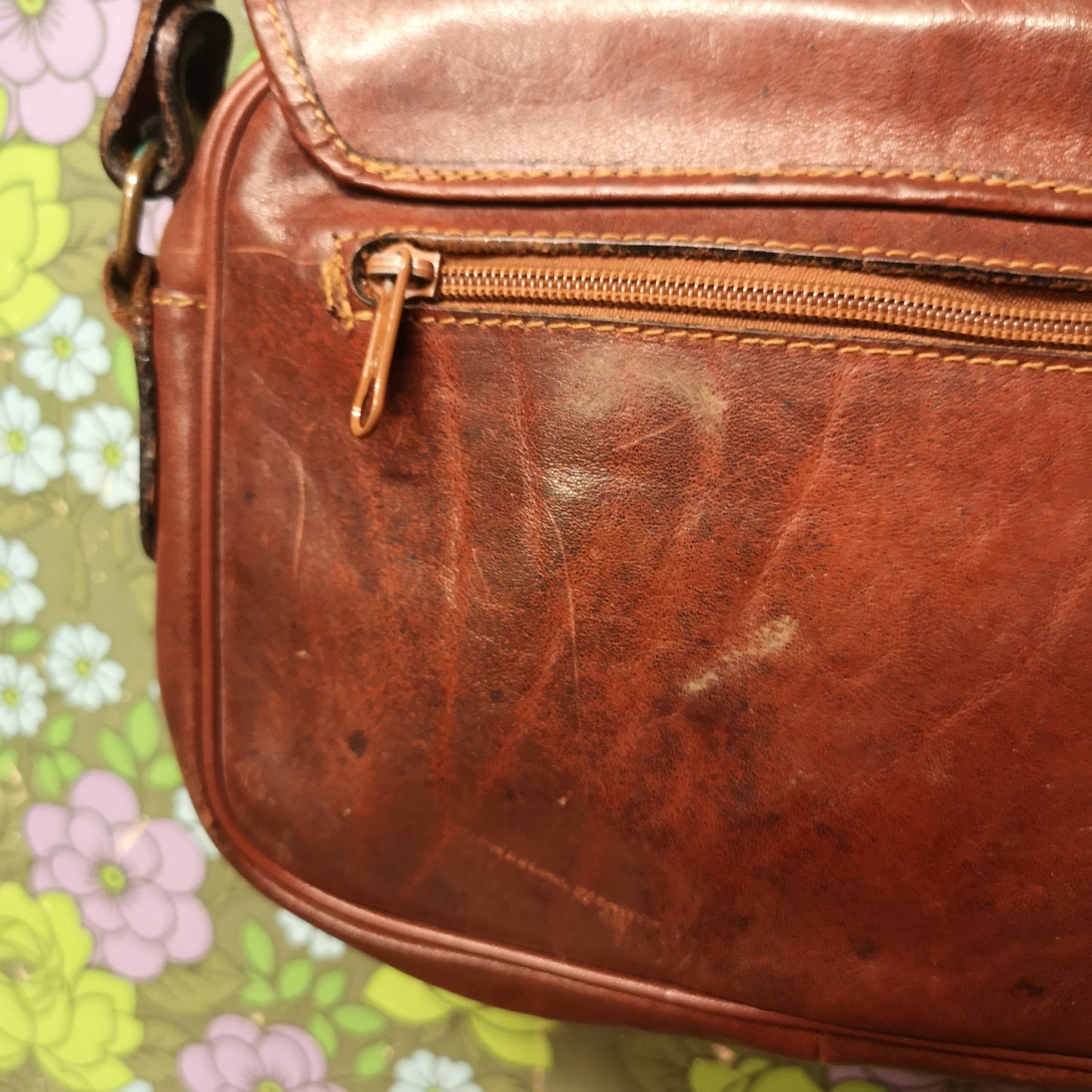 Vintage French Brown Leather Shoulder Handbag by Comptoir Du Cuir