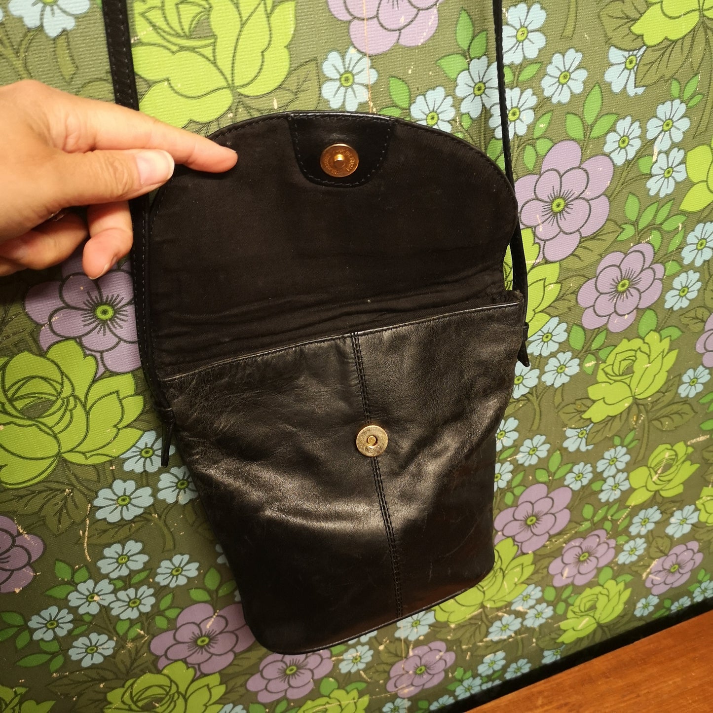 Vintage Debenhams Black Classic 80's Leather Shoulder Handbag
