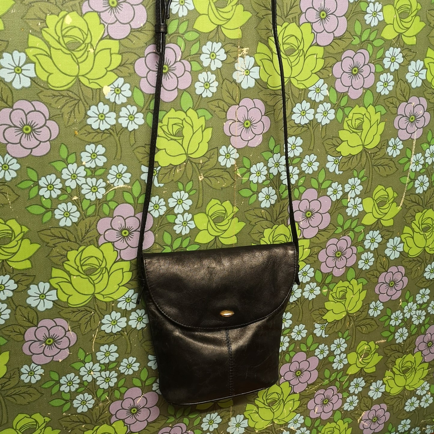 Vintage Debenhams Black Classic 80's Leather Shoulder Handbag