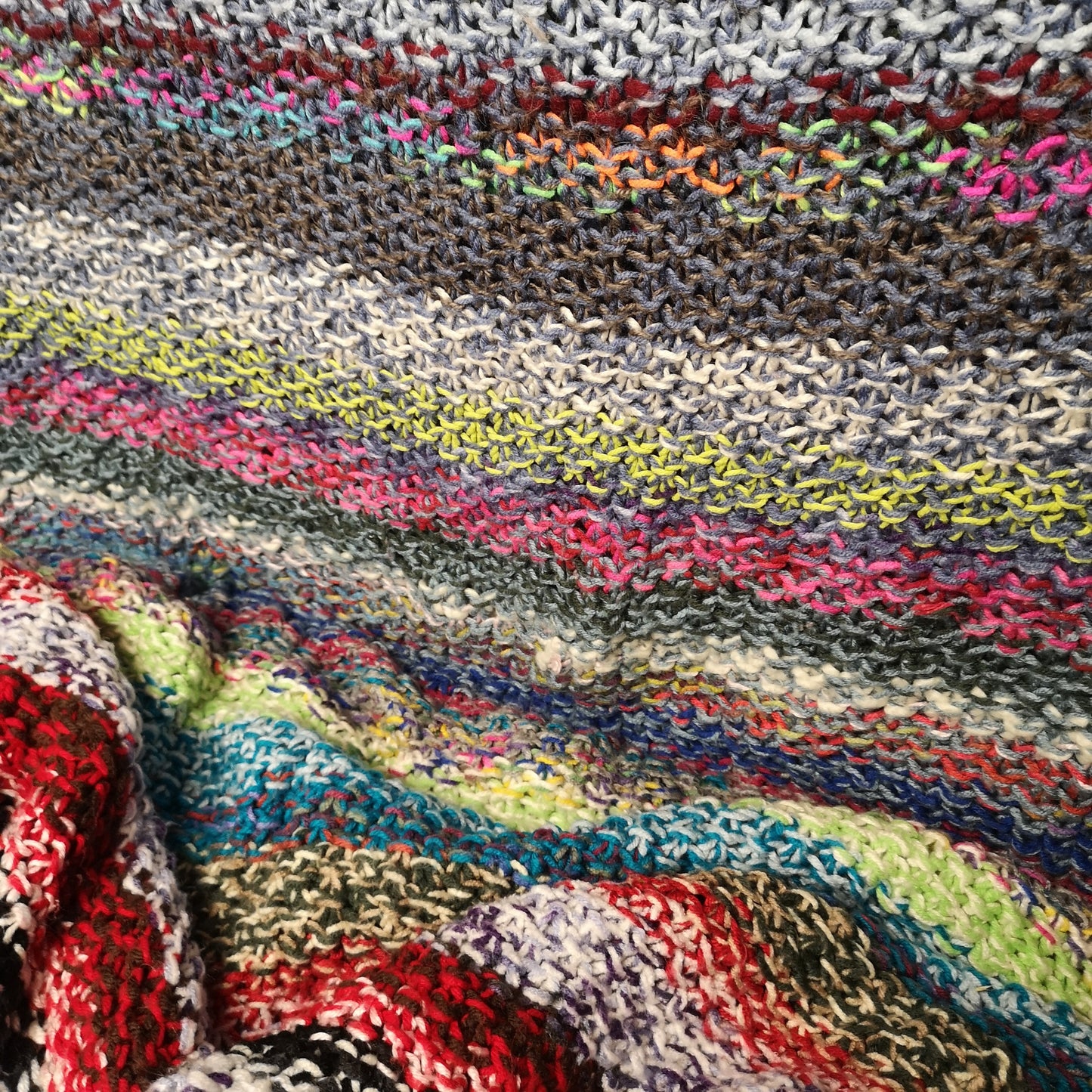 Large Colourful Stripy Knitted Blanket Warm King-size Bedspread