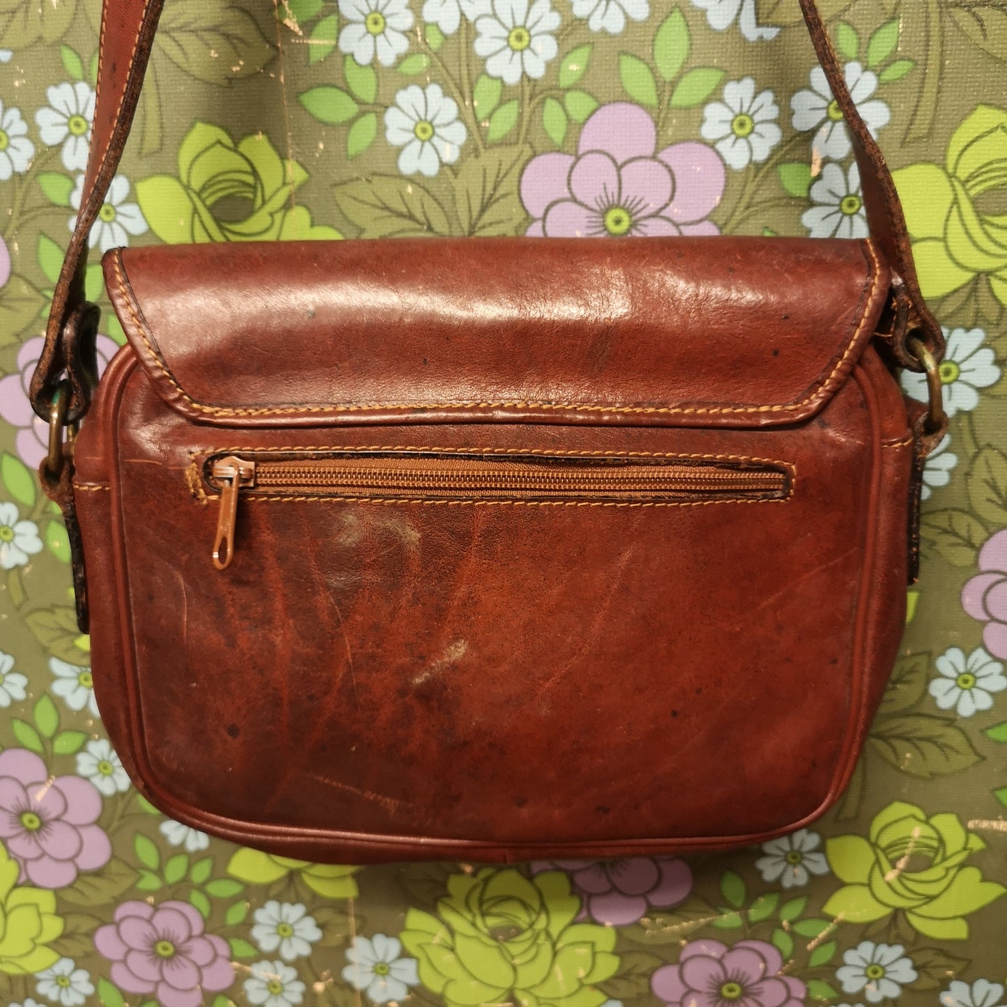 Vintage French Brown Leather Shoulder Handbag by Comptoir Du Cuir