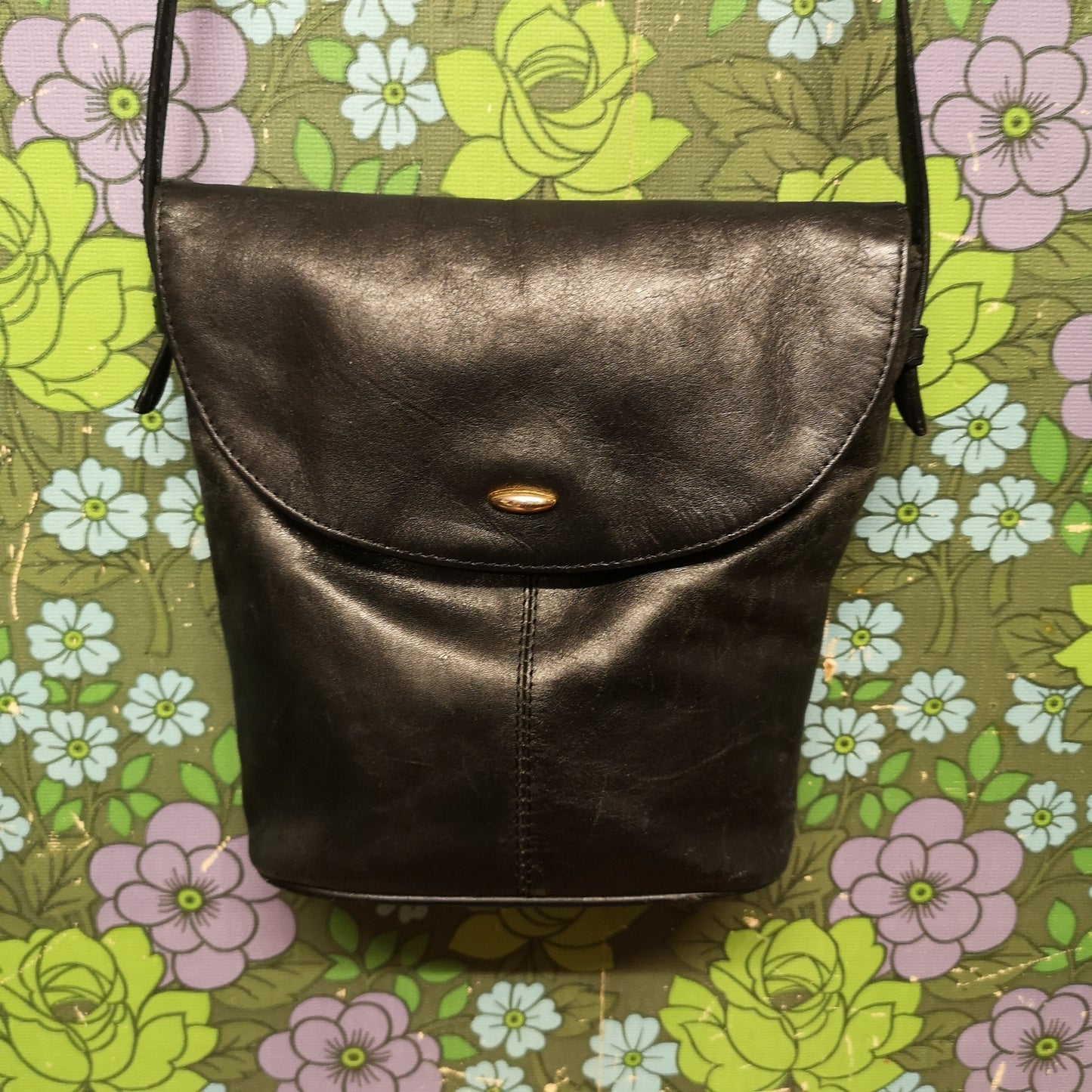 Vintage Debenhams Black Classic 80's Leather Shoulder Handbag