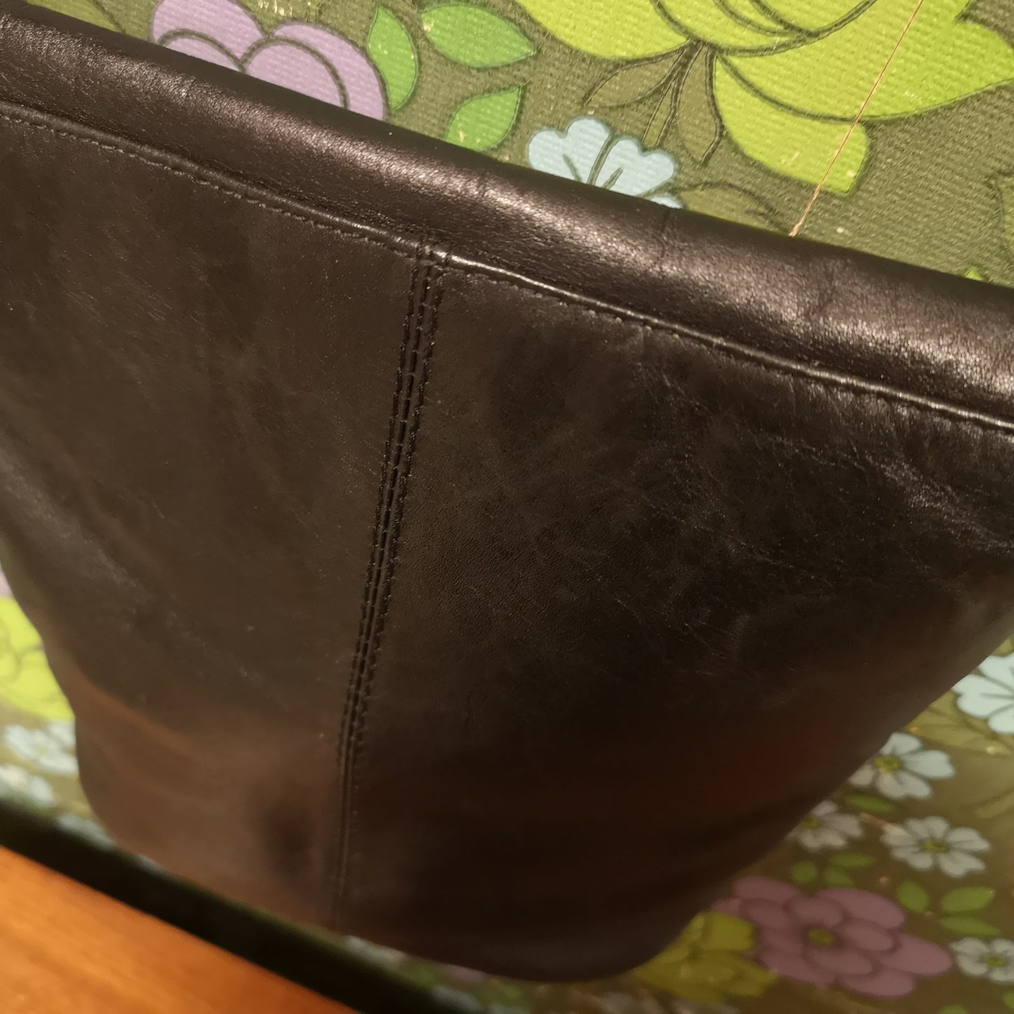 Vintage Debenhams Black Classic 80's Leather Shoulder Handbag