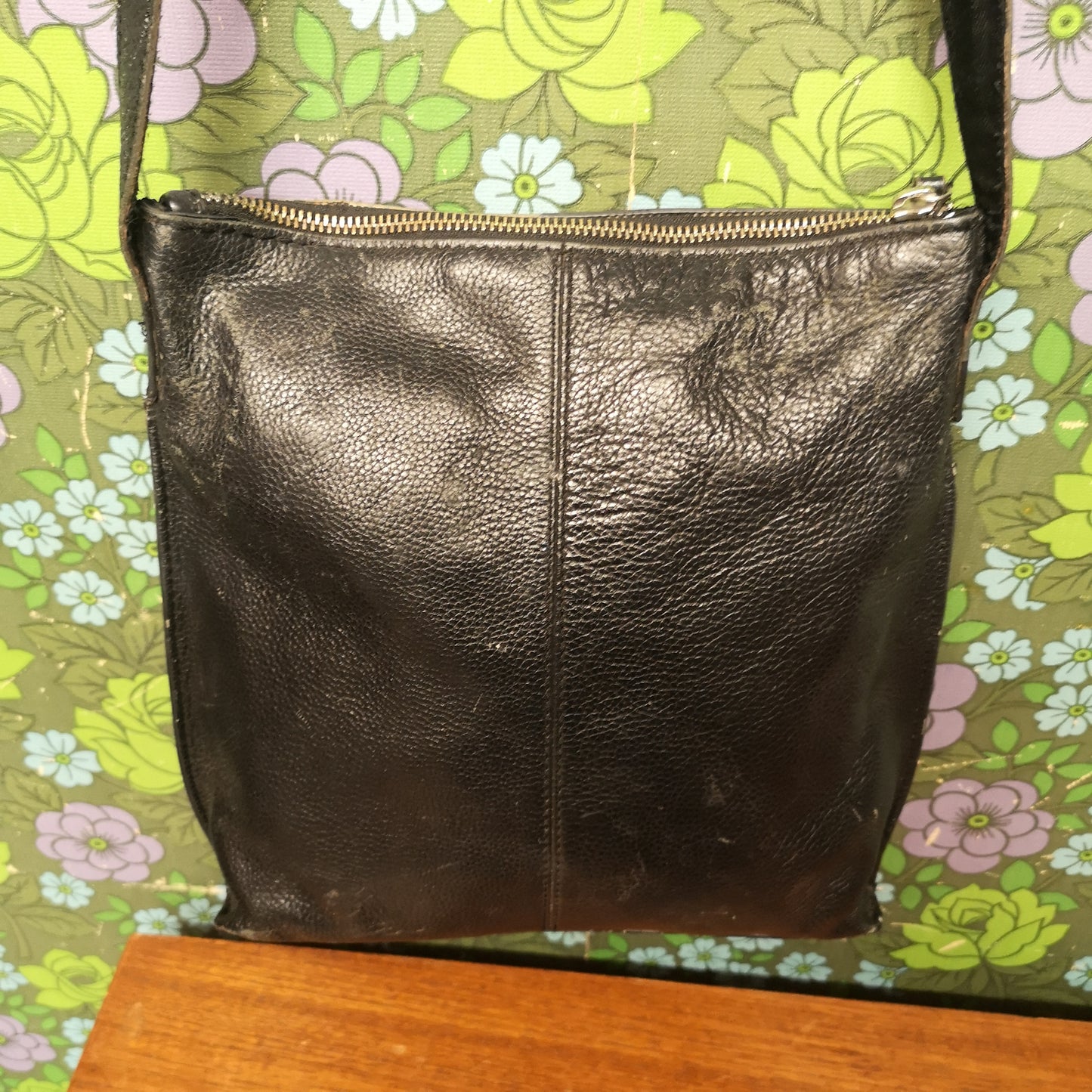 Vintage Next Black leather Suede Shoulder Bag Handbag
