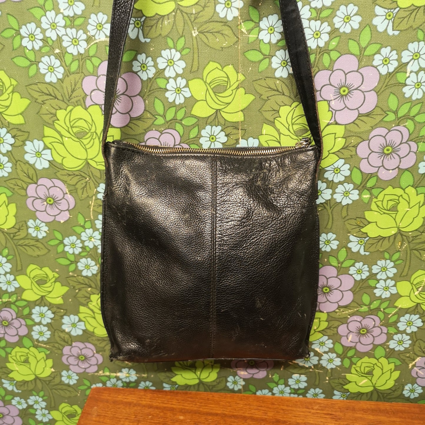 Vintage Next Black leather Suede Shoulder Bag Handbag