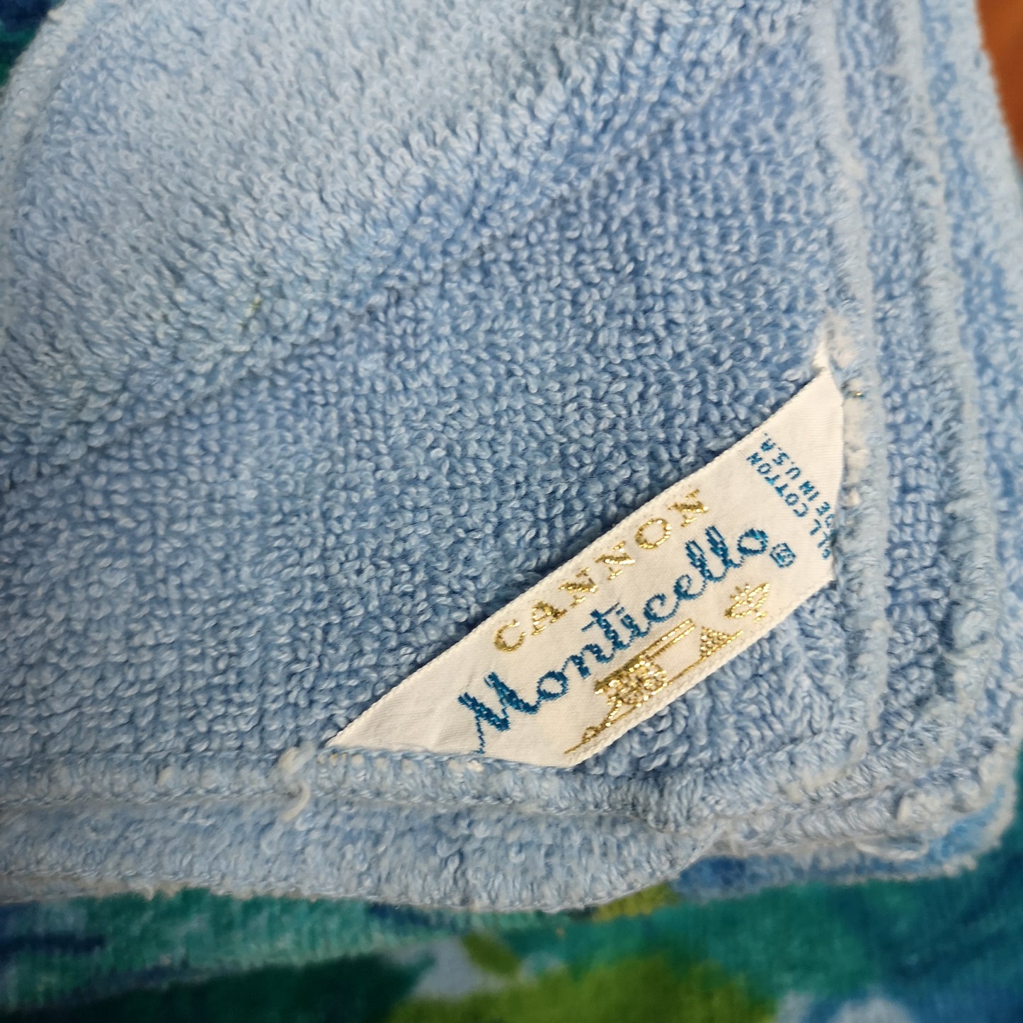 Blue Green Floral Vintage Cannon Monticello Towel Bale Bundle