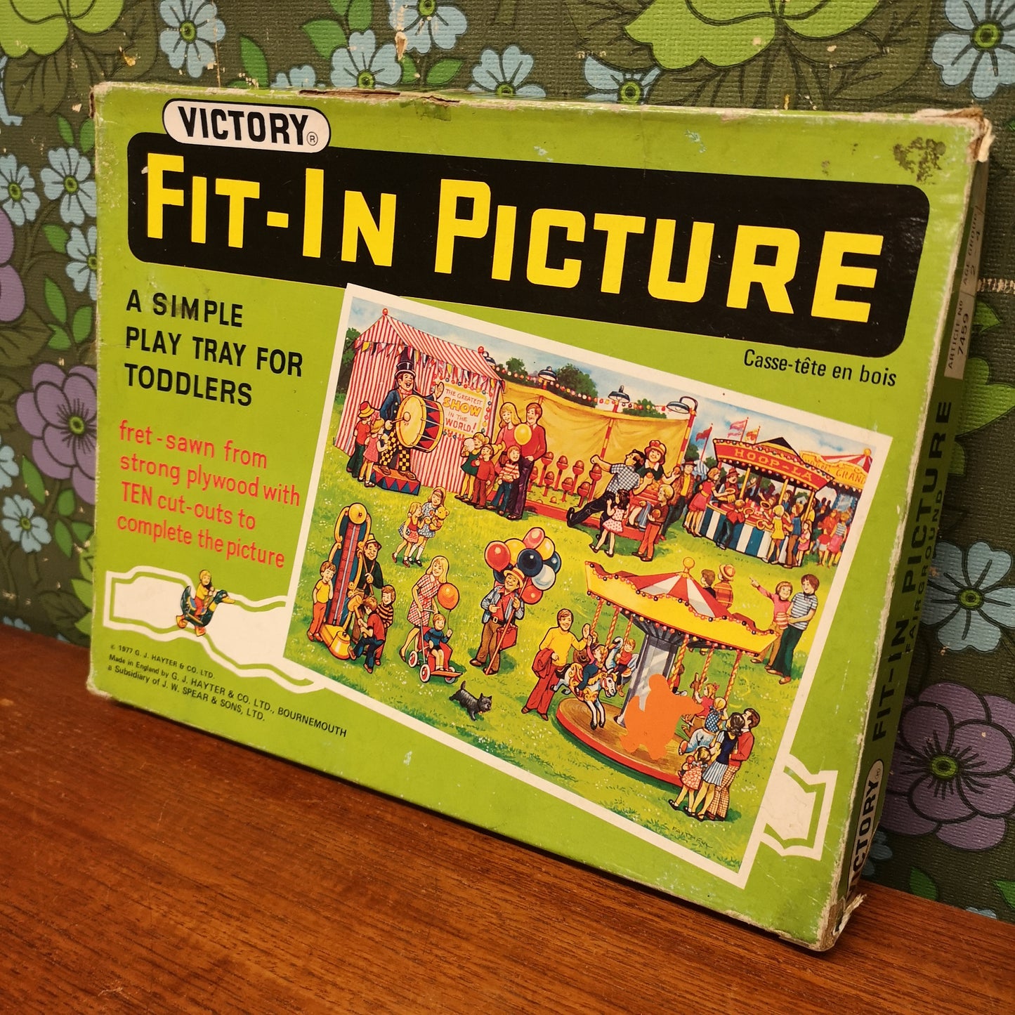 Vintage 70's Wooden Fairground Tray Puzzle by Victory