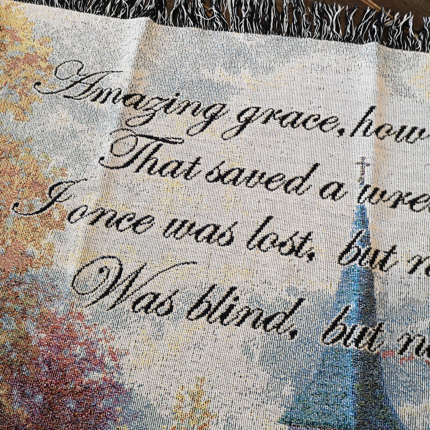 Thomas Kinkade Woven Tapestry Hymn Amazing Grace Blanket Throw