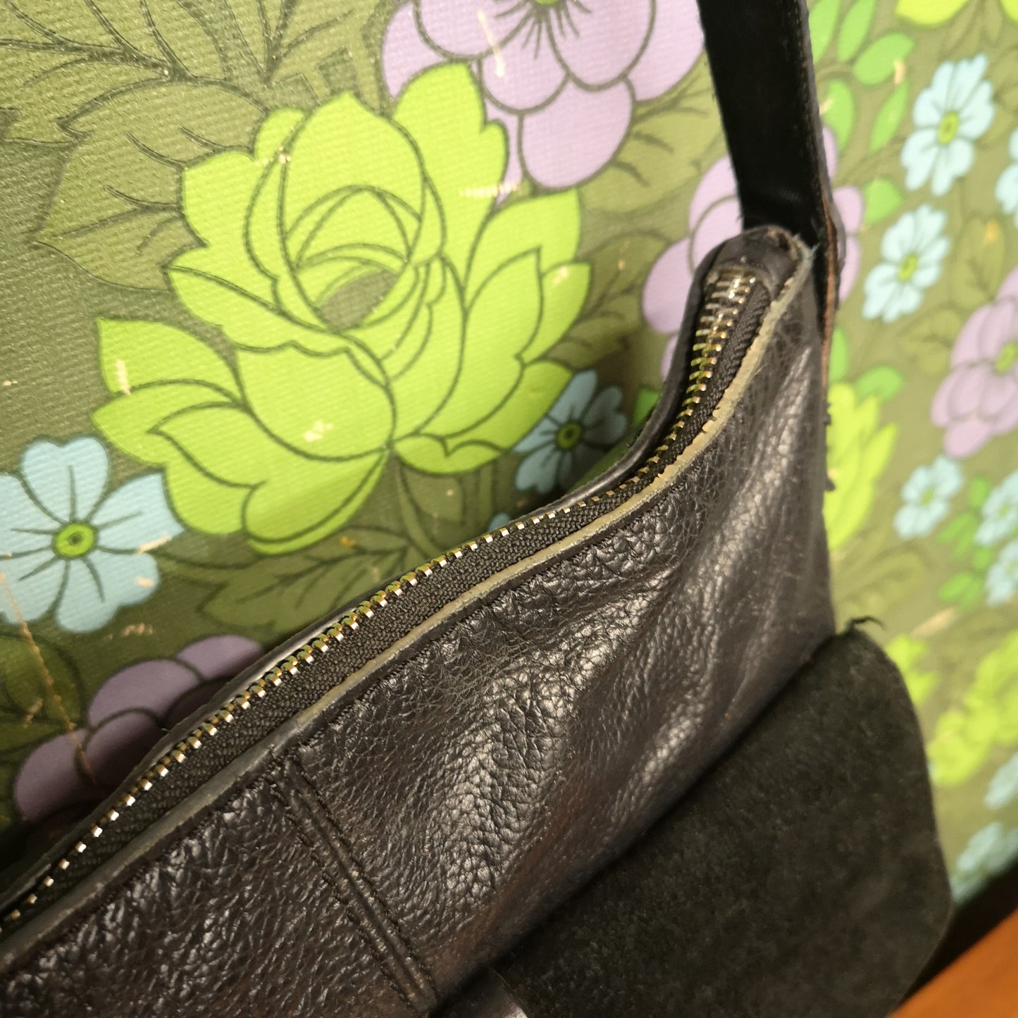 Vintage Next Black leather Suede Shoulder Bag Handbag