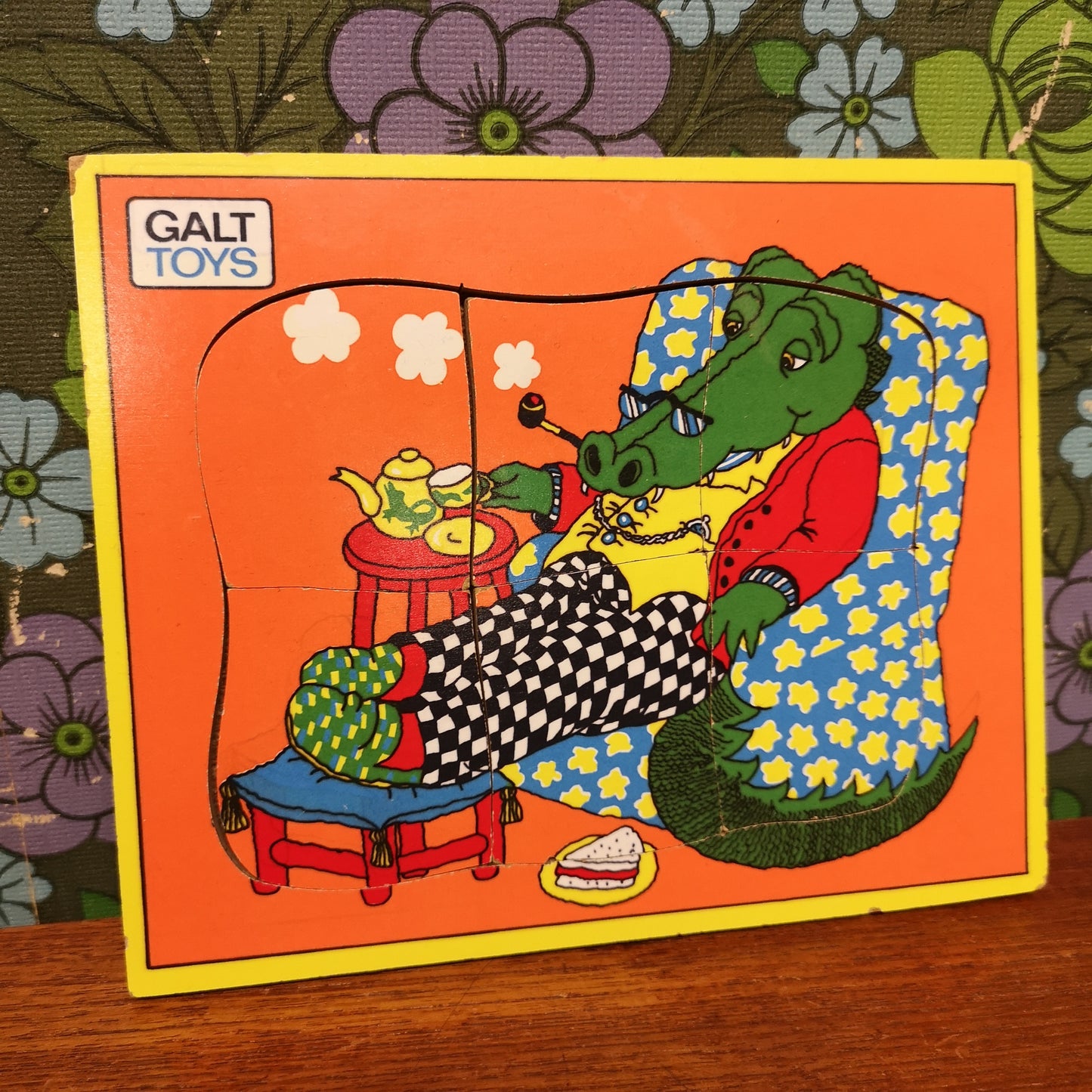 Vintage Galt Crocodile Wooden Jigsaw Puzzle