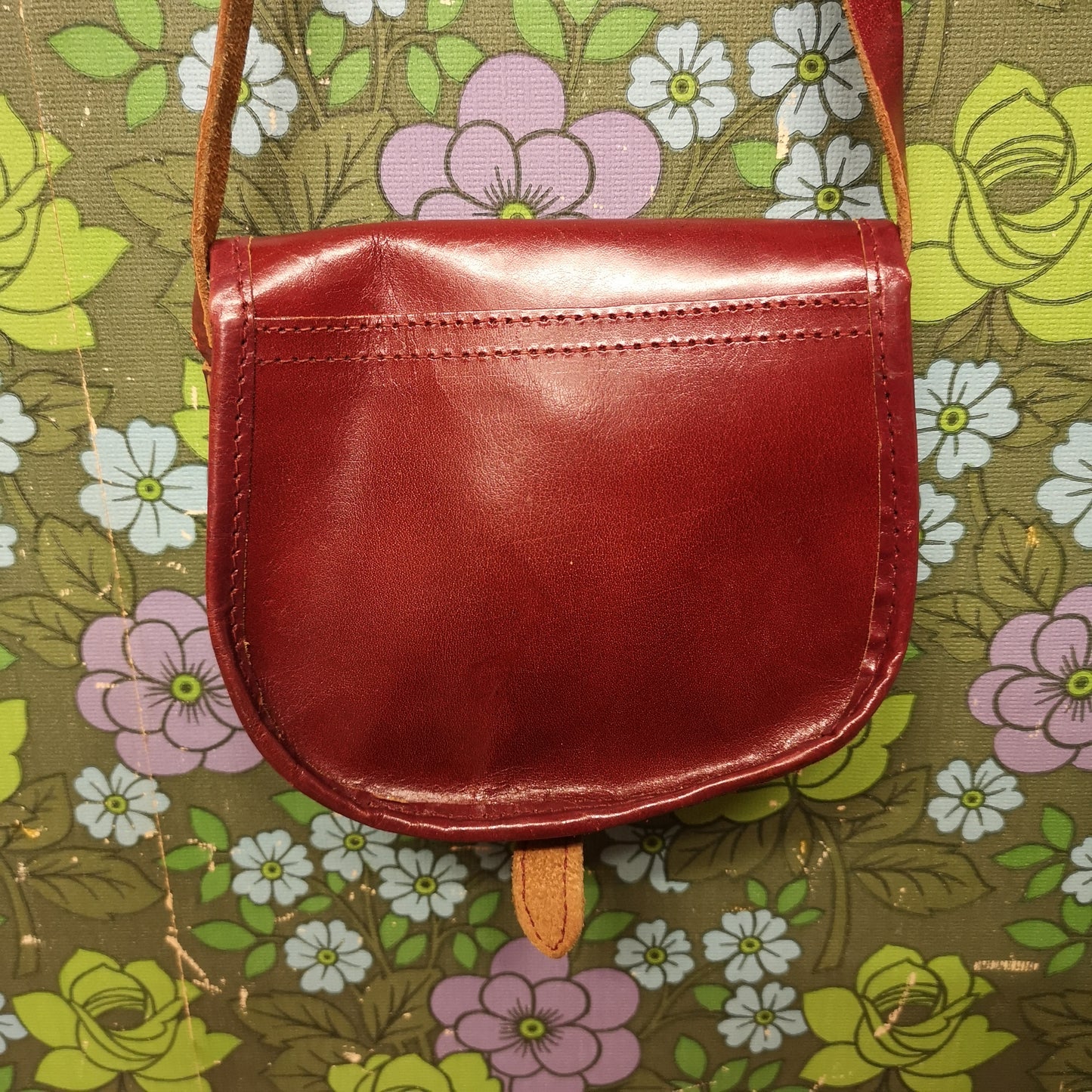Small Vintage Dark Brown leather Satchel Saddle Bag