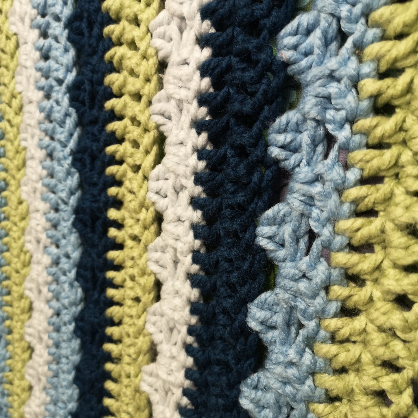 Chunky Knitted Green Blue Stripy Chair Blanket Throw