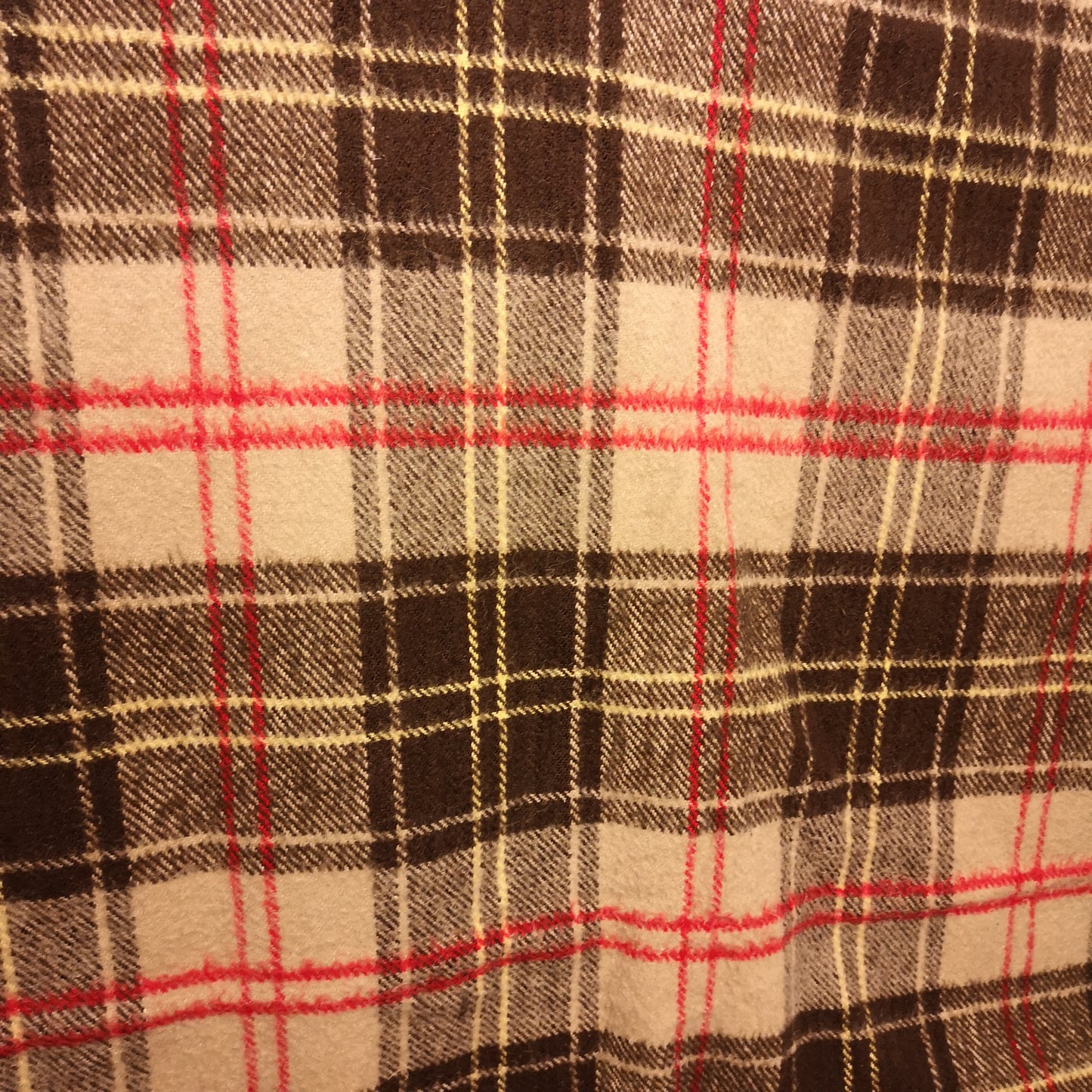Retro Large Brown Red Checked Squares Double Blanket Campervan