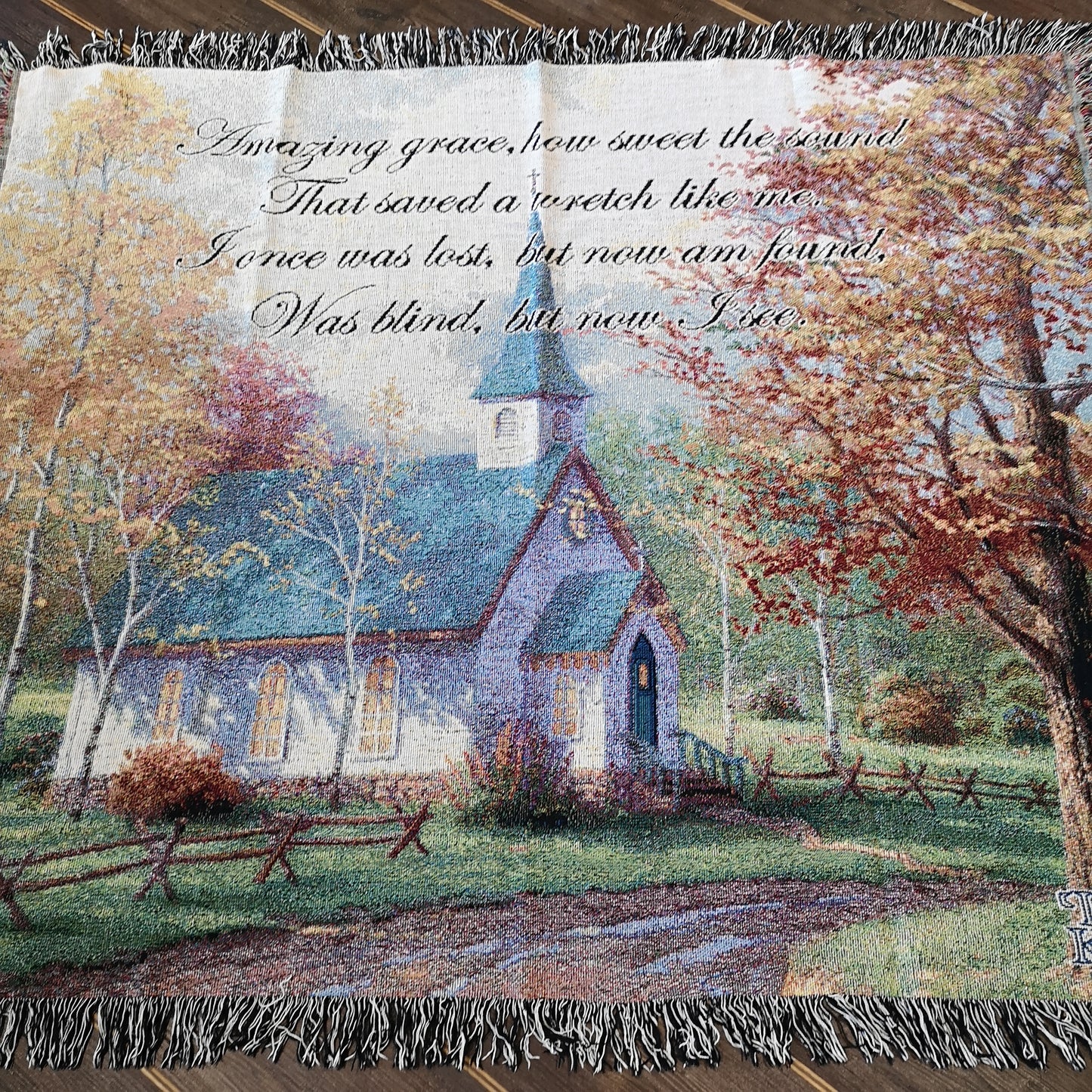 Thomas Kinkade Woven Tapestry Hymn Amazing Grace Blanket Throw