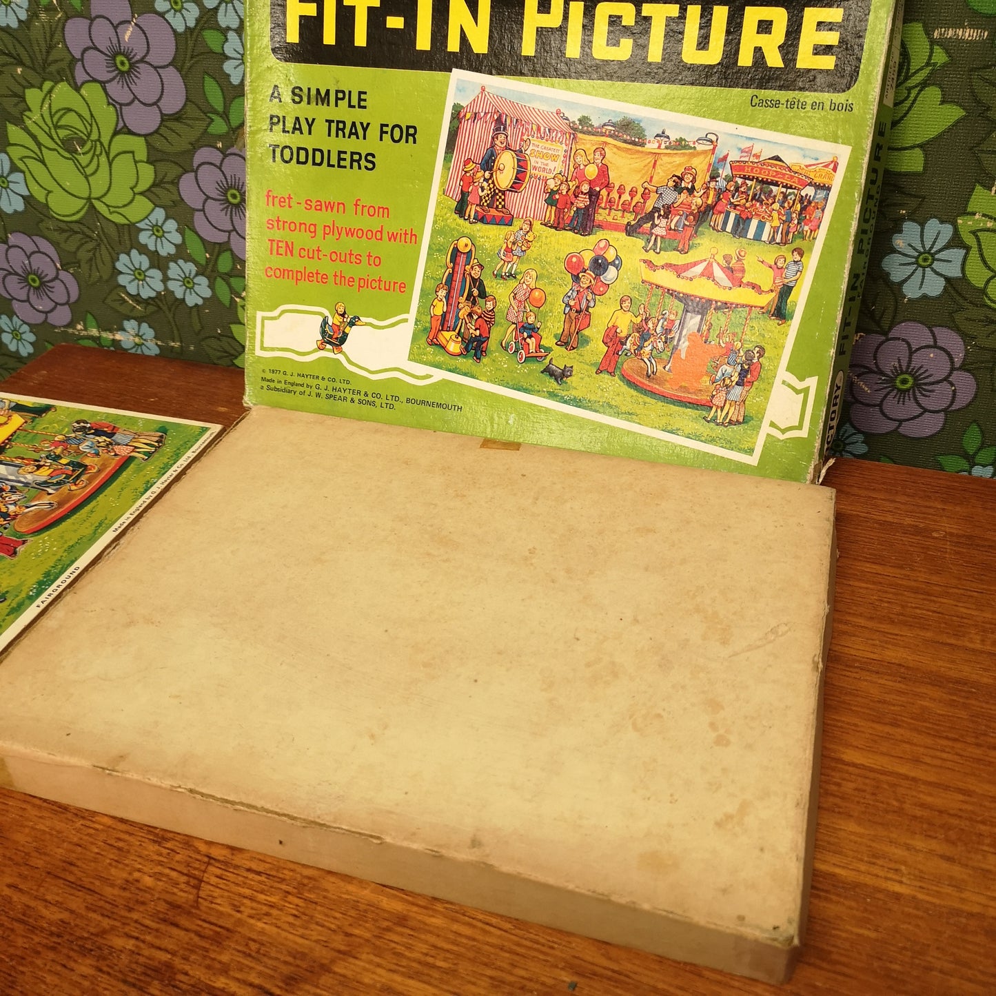 Vintage 70's Wooden Fairground Tray Puzzle by Victory