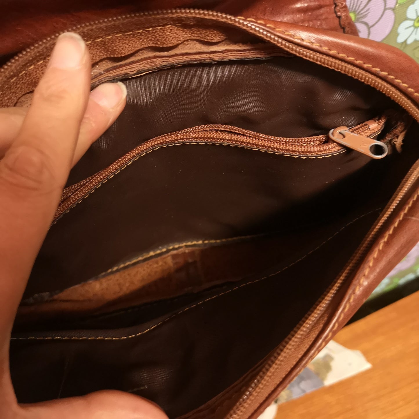 Vintage French Brown Leather Shoulder Handbag by Comptoir Du Cuir
