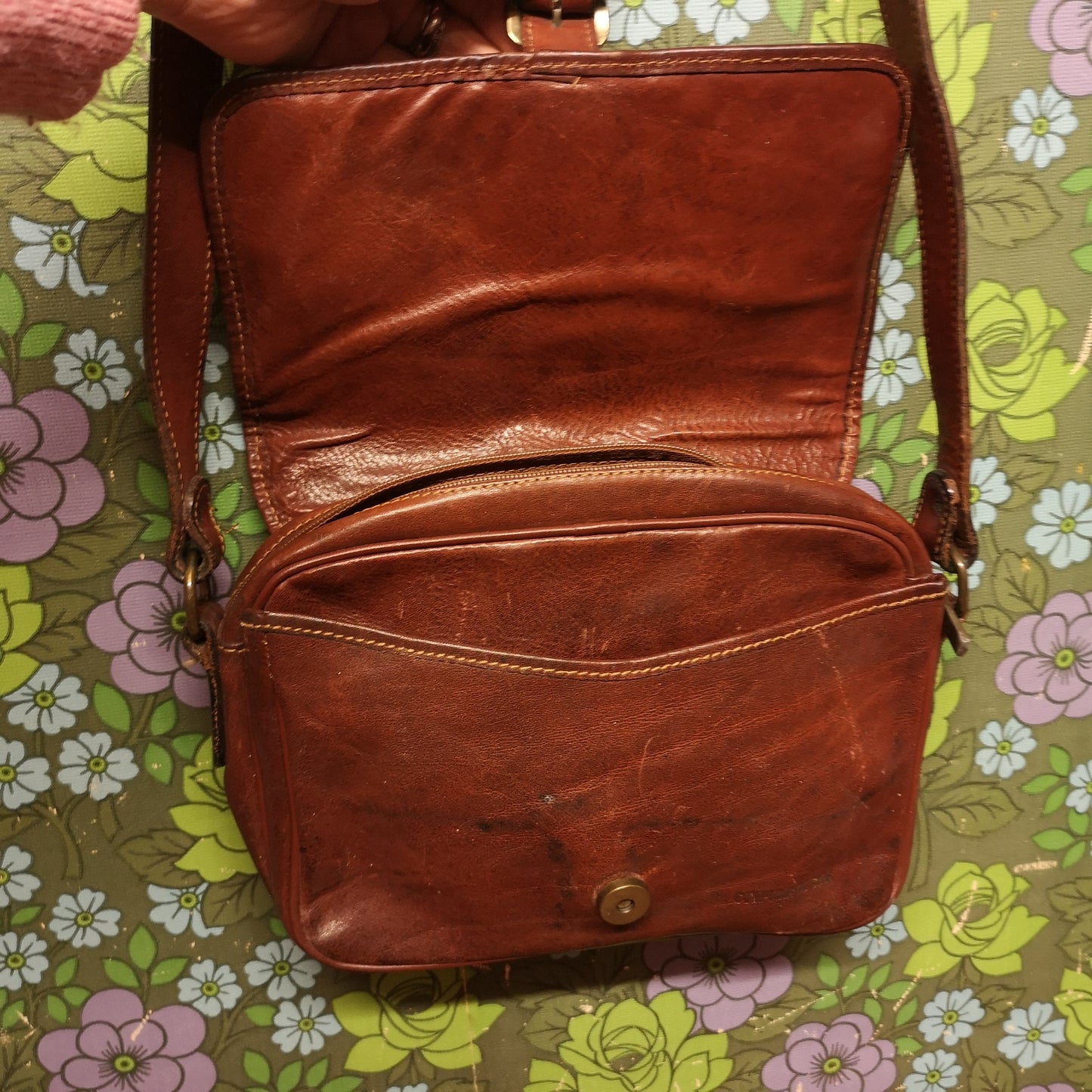 Vintage French Brown Leather Shoulder Handbag by Comptoir Du Cuir