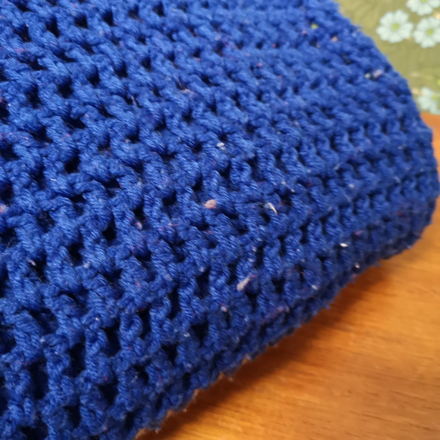 Large Blue Red Yellow Stripy knitted Blanket Bedspread