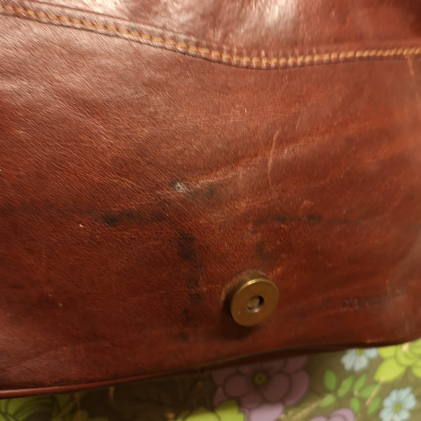 Vintage French Brown Leather Shoulder Handbag by Comptoir Du Cuir