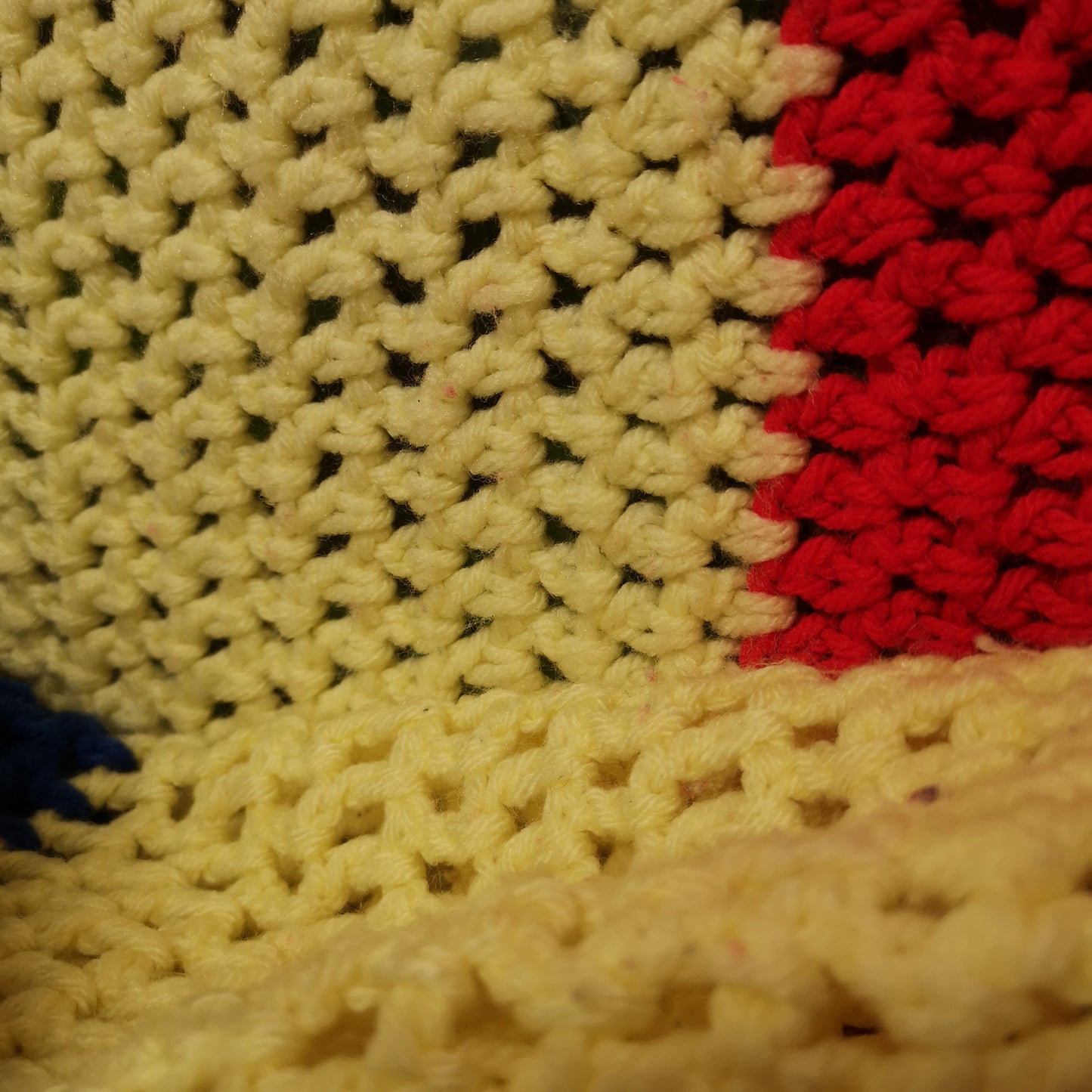 Large Blue Red Yellow Stripy knitted Blanket Bedspread