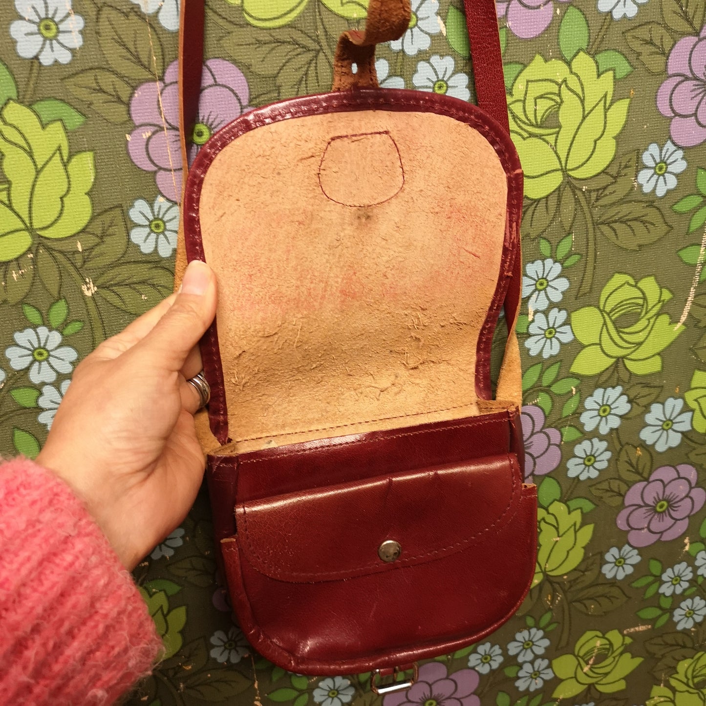 Small Vintage Dark Brown leather Satchel Saddle Bag
