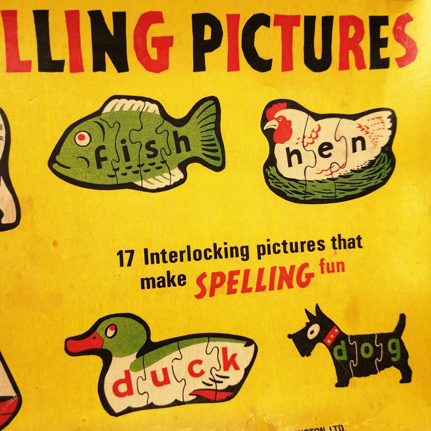 Vintage 60's Waddington First Spelling Pictures Puzzle
