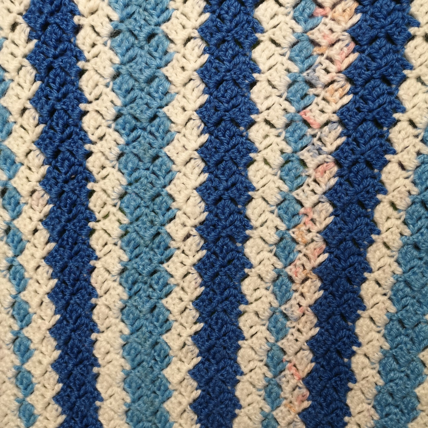 Chunky Soft Warm Knitted Blue Stripy Single Blanket