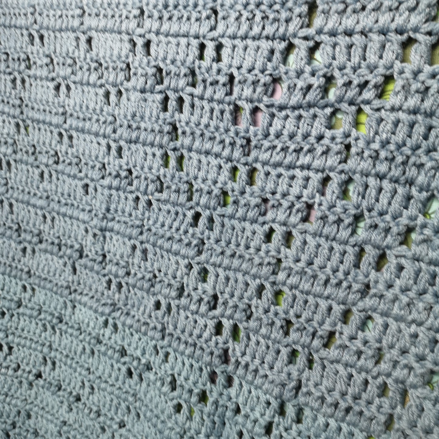 Long Blue Knitted Chunky Diamond Pattern Blanket Throw Bedspread