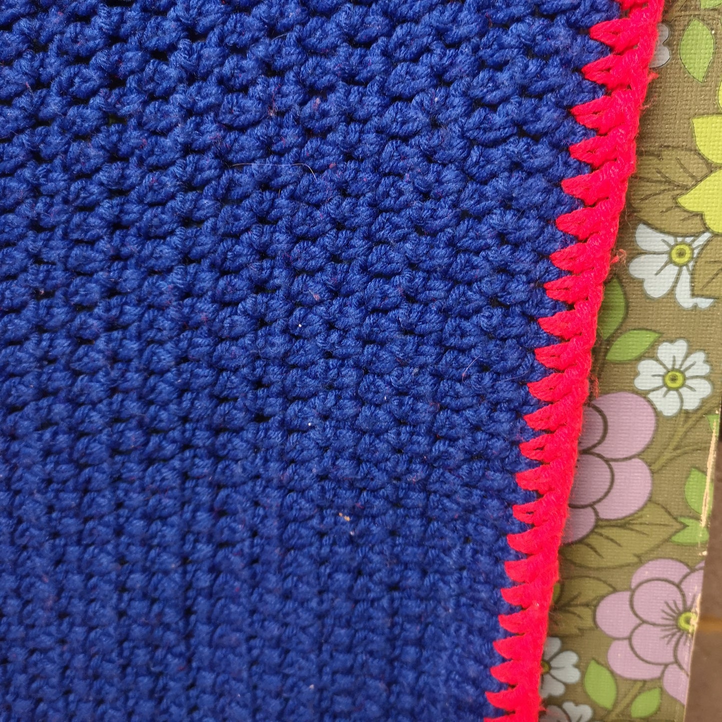 Large Blue Red Yellow Stripy knitted Blanket Bedspread