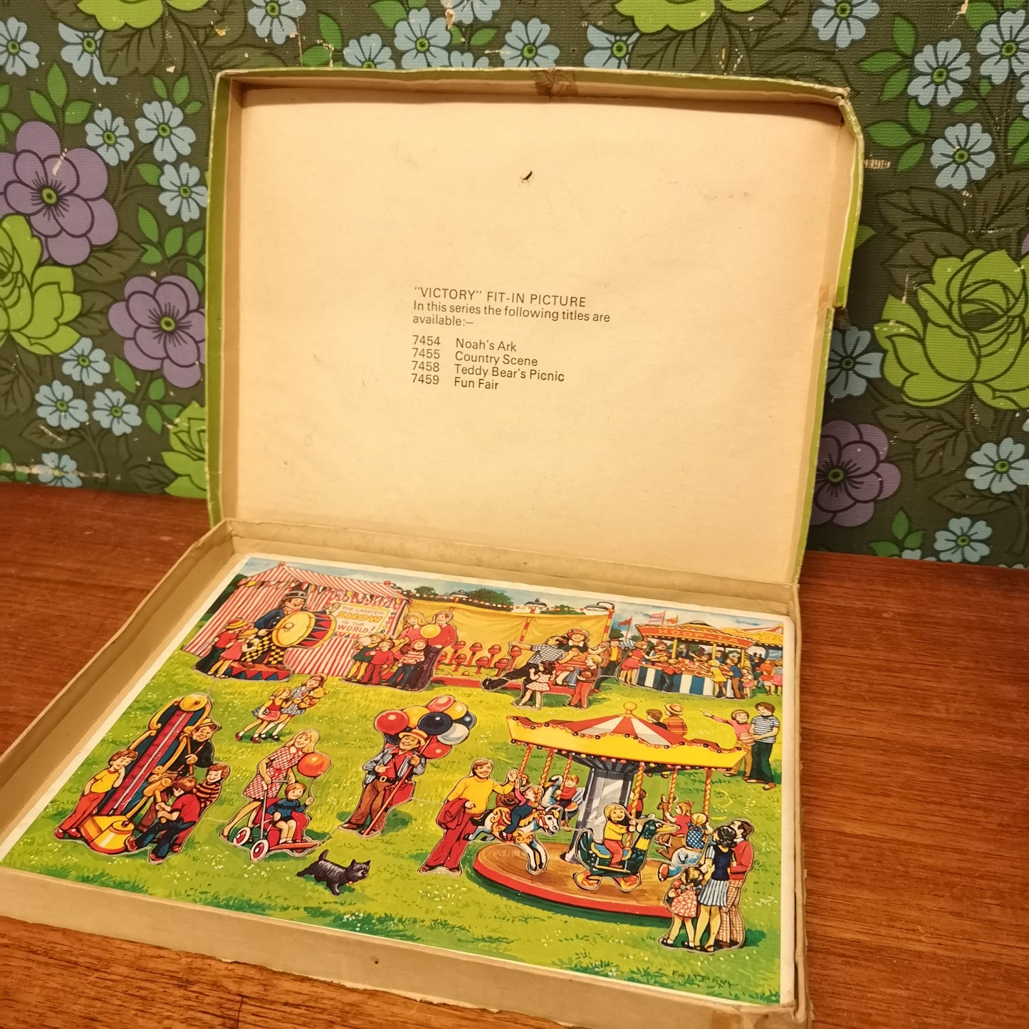 Vintage 70's Wooden Fairground Tray Puzzle by Victory