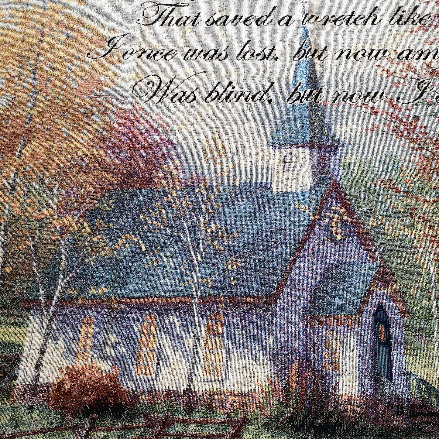 Thomas Kinkade Woven Tapestry Hymn Amazing Grace Blanket Throw