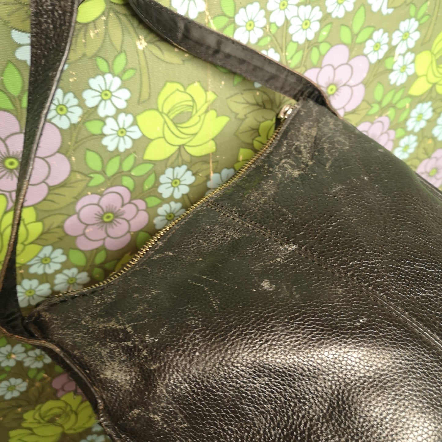 Vintage Next Black leather Suede Shoulder Bag Handbag