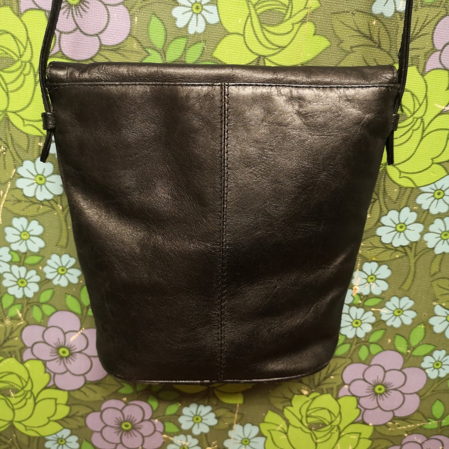 Vintage Debenhams Black Classic 80's Leather Shoulder Handbag