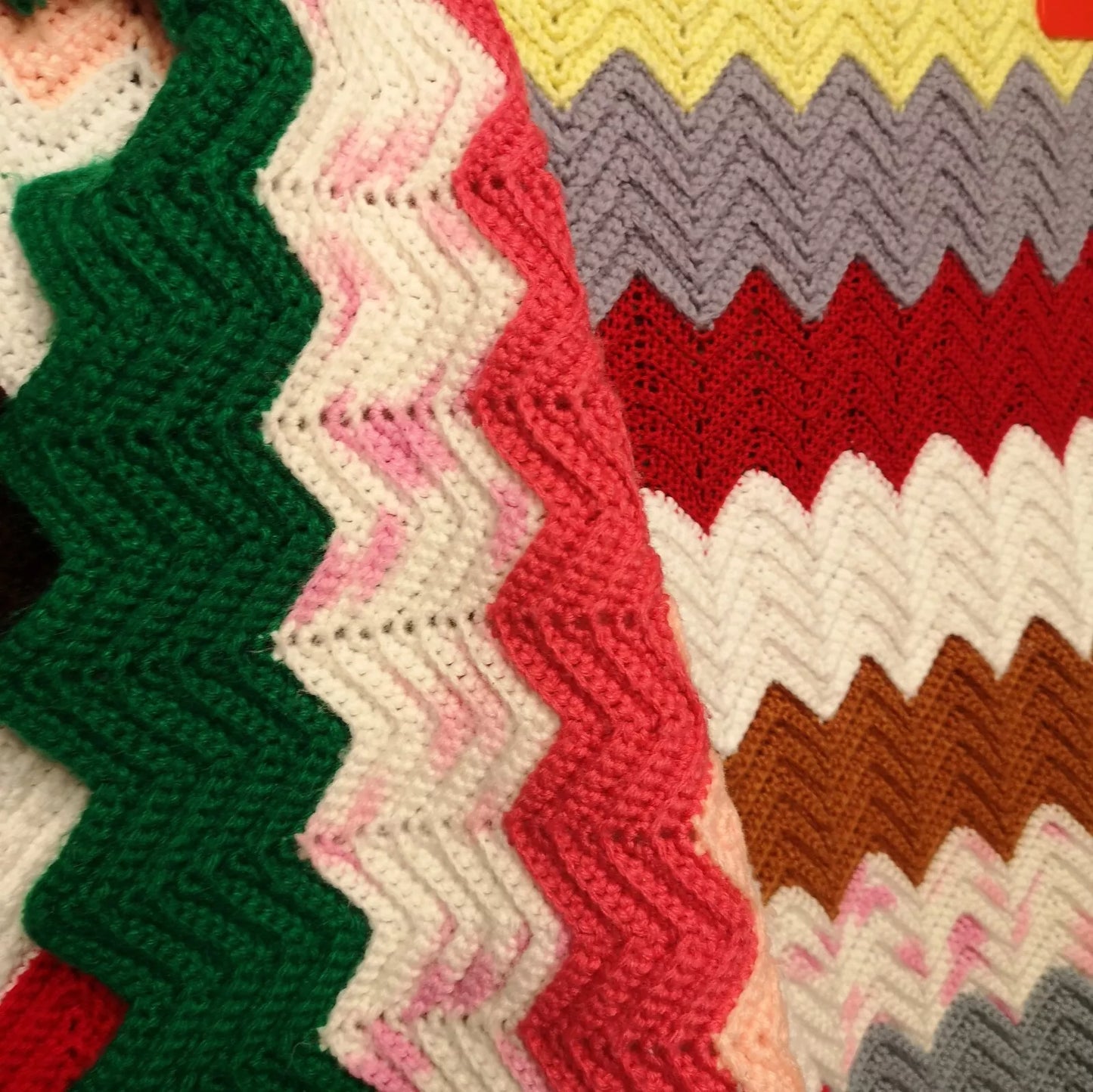 Long Bright Stripy Knitted Crochet Bed Runner Blanket Throw
