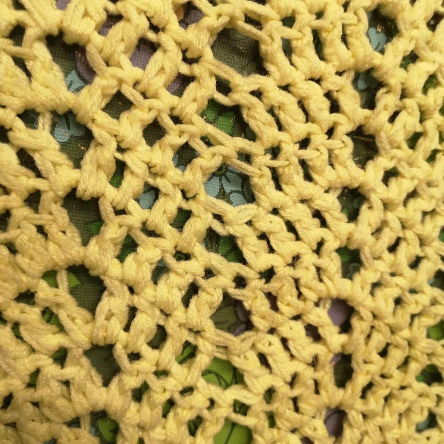 Vintage Yellow Tassels Knitted Crochet Wool Blanket Throw Bedspread