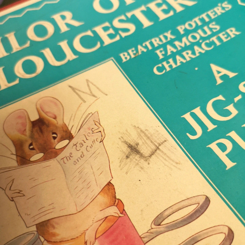 Vintage, Wooden Beatrix Potter Mouse Tailor of Gloucester Jigsaw Puzzle