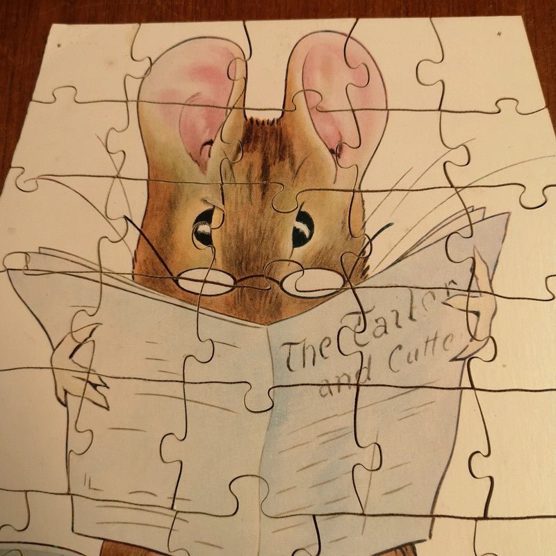 Vintage, Wooden Beatrix Potter Mouse Tailor of Gloucester Jigsaw Puzzle