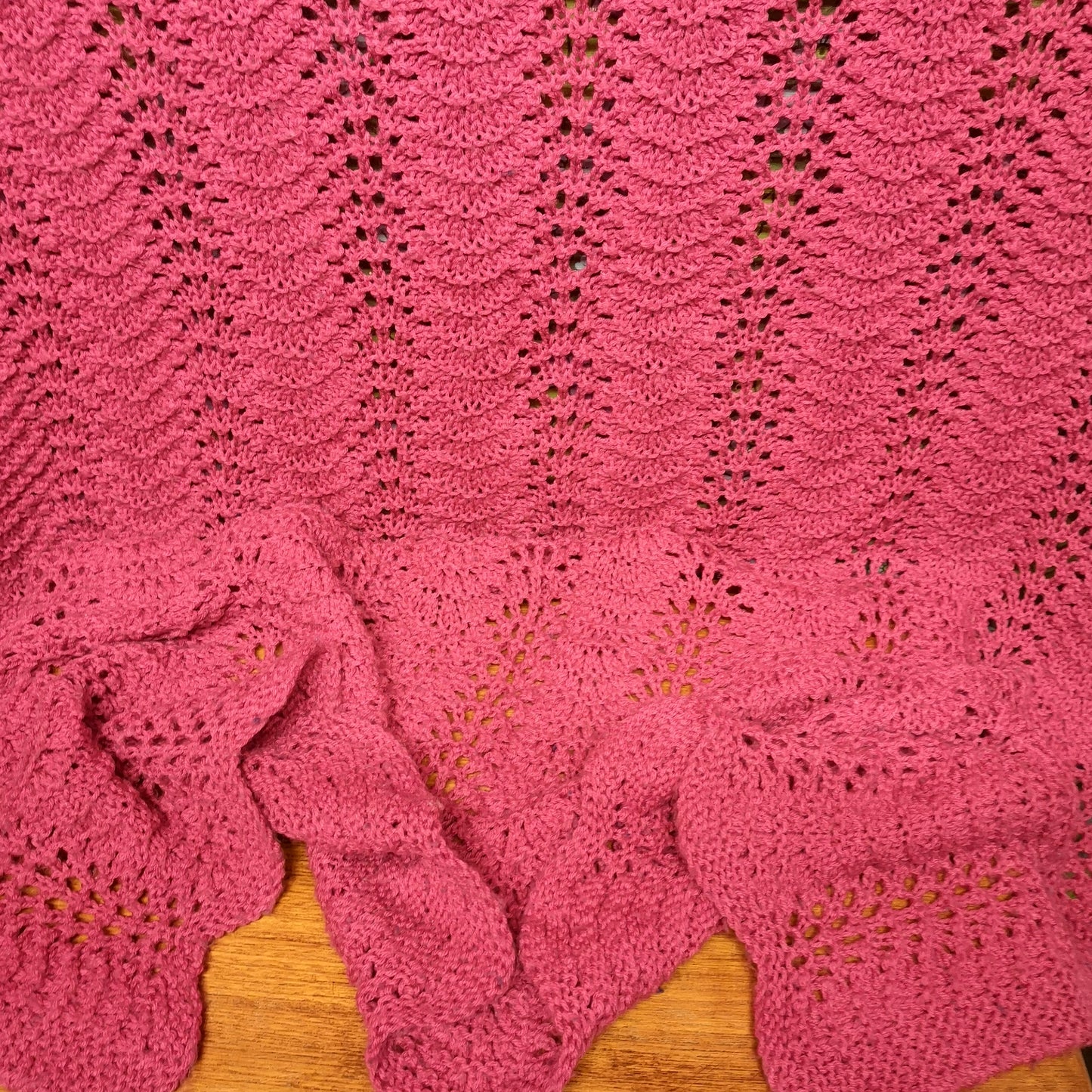 Vintage Pink Knitted Crochet Single Blanket Throw Bedspread