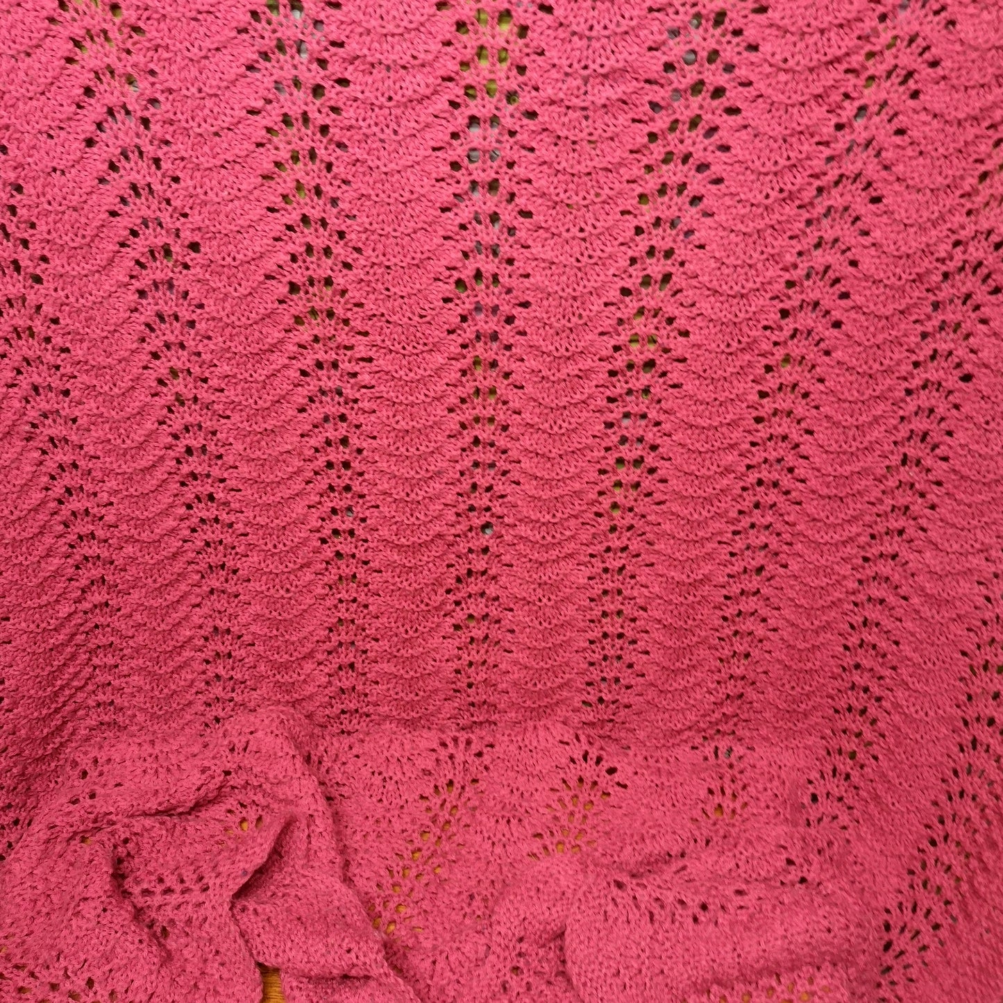 Vintage Pink Knitted Crochet Single Blanket Throw Bedspread