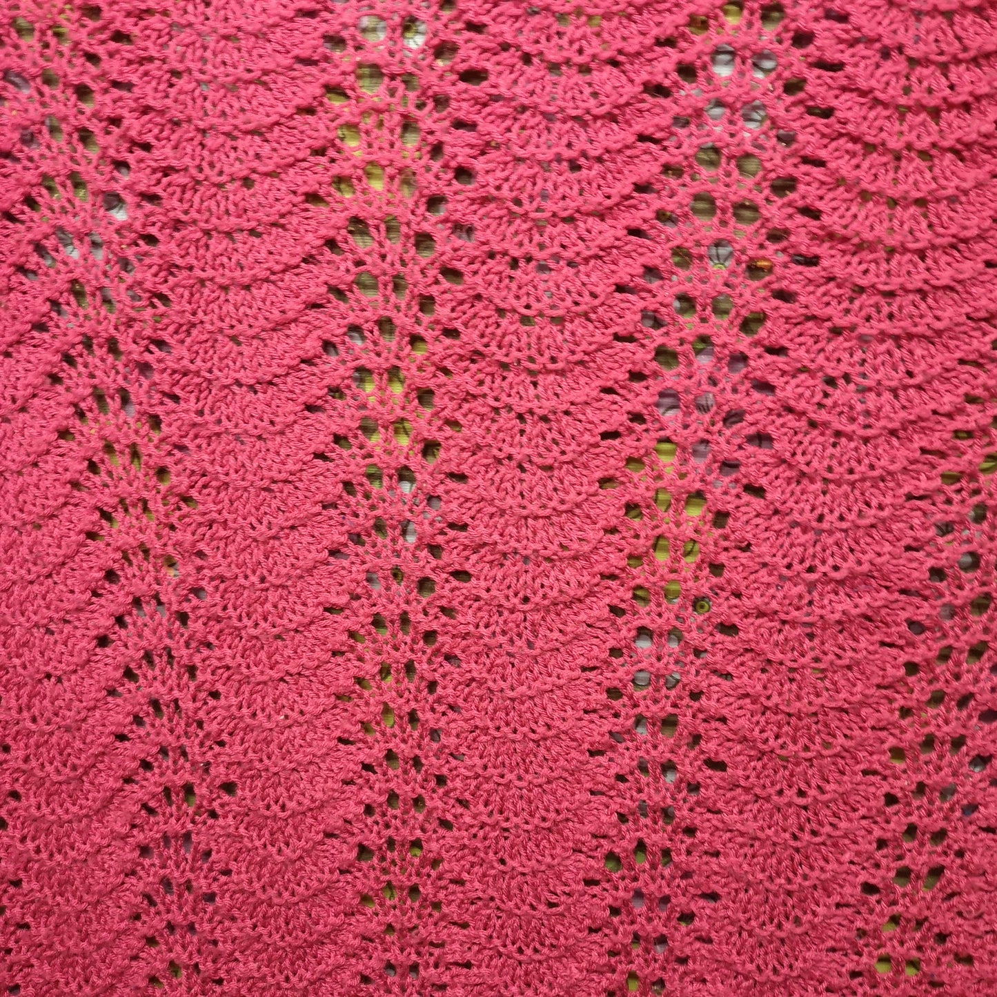 Vintage Pink Knitted Crochet Single Blanket Throw Bedspread