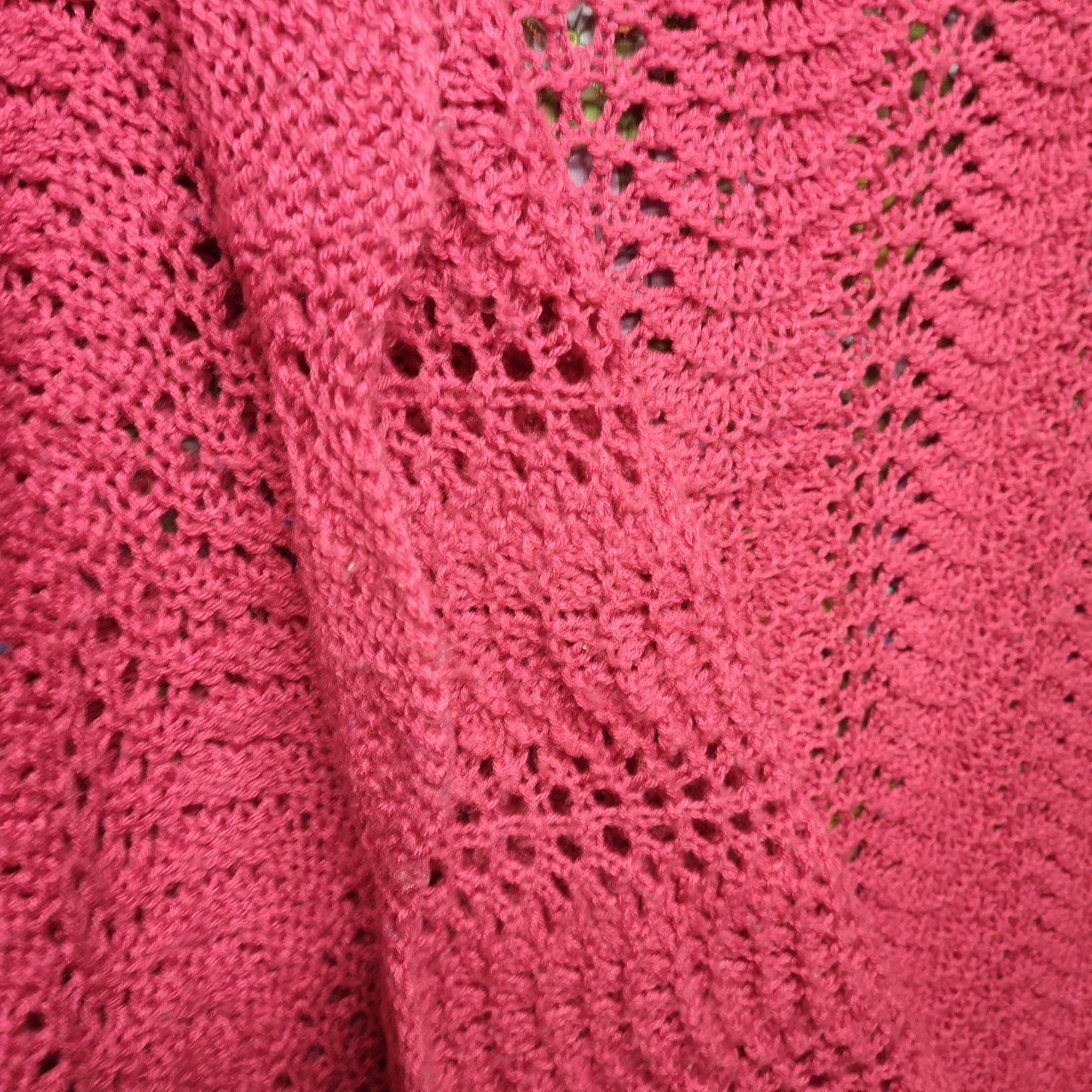 Vintage Pink Knitted Crochet Single Blanket Throw Bedspread