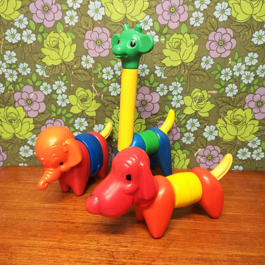 Tupperware Toy Animals Elephant Giraffe Dog Zoo it Yourself