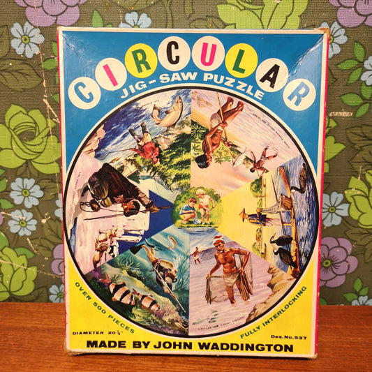 Vintage 70's Waddington's Circular Jigsaw Puzzle Around the World