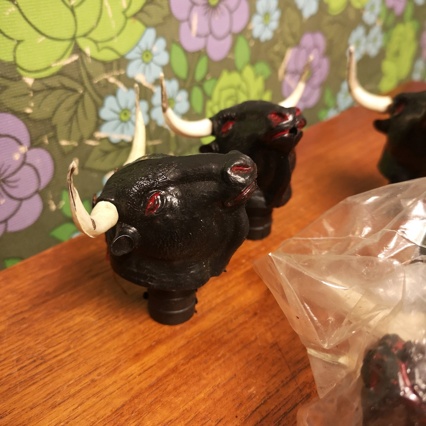 6 Vintage 60's 70's Bulls Head Drink Liquor Bottle Pourer Spout for Bar