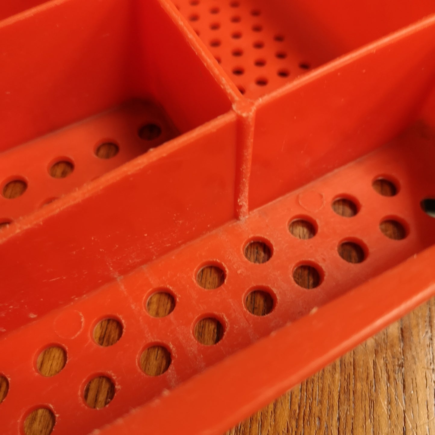 Vintage 60's Orange Plastic Kitchen Cutlery Tray Drawer